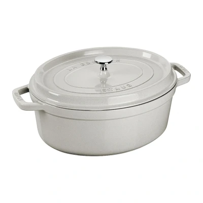 Image of Staub Cast Iron Cocotte Oval 37cm White Truffle (40501 447 0)