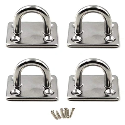 Image of M8 Ceiling Hook Pad Eye Plate 304 Stainless Steel Wall Mount Heavy Duty for Hanging (Pack of 4,Screws Included)