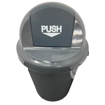Image of Chabrias Ltd Push Bin Dark Grey Plastic Rubbish Recycling Flap Lid Food Waste Heavy Duty (110 Litre)