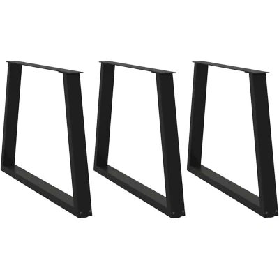 Image of vidaXL Dining Table Legs 3pcs Adjustable Steel V Shape Black Coffee Table, Desk 90x73cm