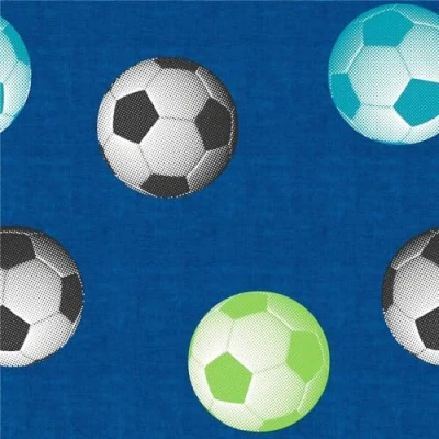 Image of Blue Football Wallpaper White Turquoise Green Children&#039;s Room Sports Trendy Modern Contemporary Feature Wall
