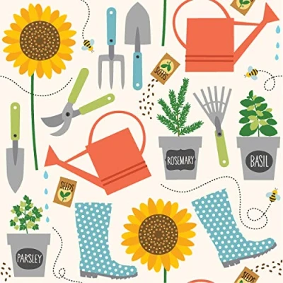 Image of Tischdeko Pack of 20 Cocktail Napkins Colourful Gardening Spring