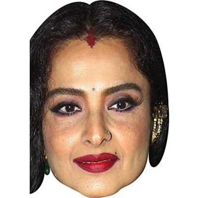 Image of FoxyPrinting Rekha Bollywood Celebrity Cardboard Party Face Mask Fancy Dress