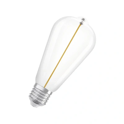 Image of OSRAM Vintage 1906 Classic Edison Fil Led Lamp, E27, Clear, 2.2W, 150Lm, 2700K, Warm White Light, Very Low Energy Consumption, Long Life, Magnetic Filament