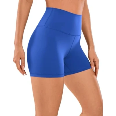 Image of CRZ Yoga Women&#039;s Naked Feeling Gym Shorts 4&#039;&#039; High Waisted Cycling Leggings Workout Running Spandex Pants Waves Blue 16
