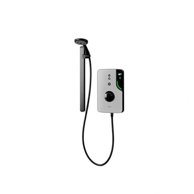 Image of Triton Showers ENlight® Back to Wall Kit Thermostatic Electric Shower 9.5 kW Smart Digital with Black Showerhead &amp; Anti Twist Hose Grey Unit