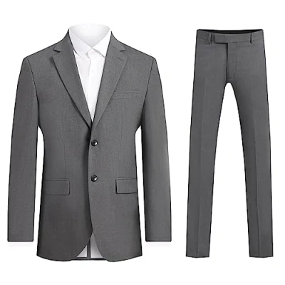 Image of Dobell Mens Grey 2 Piece Suit Slim Fit (44R Jacket with 38R Trousers)