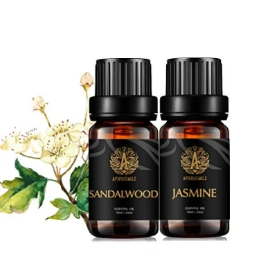 Image of Jasmine Essential Oils Set for Diffuser, Aromatherapy Sandalwood Oil Kit Humidifier,Therapeutic Grade Home, 100% Pure 2x10ml