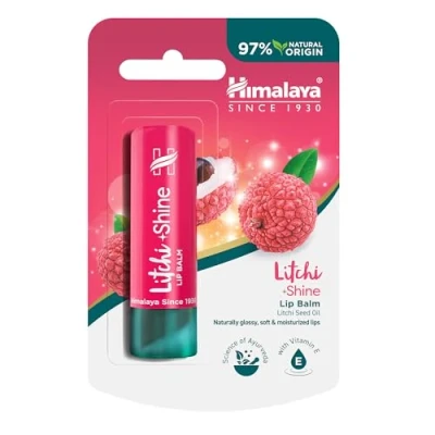Image of Himalaya Litchi Shine Lip Balm for Glossy Shine, Soft and Supple Lips, Vitamin E Antioxidants Rich, 4,5g