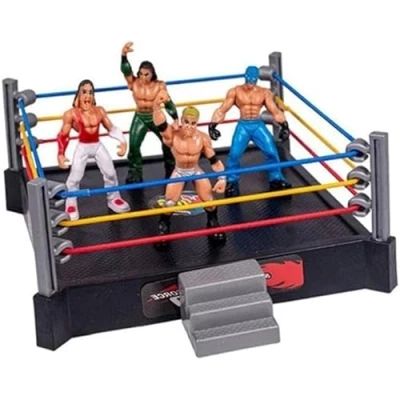 Image of DIOXSTAR Kids Mini WWE Wrestling Ring with 12 Action Heroes, Wrestler Warriors Square Ring, Realistic Figures, Pretend Playset, Best Gift for Little