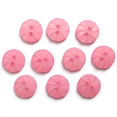 Image of Whirl Swirl 2 Hole Round Buttons 13mm Wide Pack of 10 (Pink)