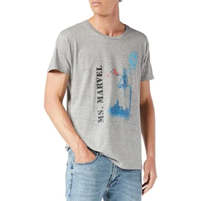 Image of Marvel Men&#039;s Uxmissmts006 T Shirt, Melange Grey, S