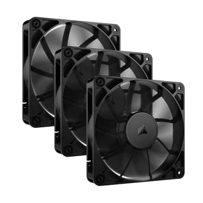 Image of Corsair RS120 120mm PWM Fans Daisy Chain Connection Low Noise Magnetic Dome Bearing Triple Pack Black