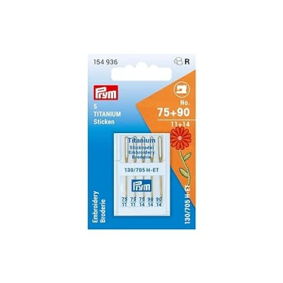 Image of Prym Sewing Machine Needle Gold Embroidery 75+90, Silver, One Size