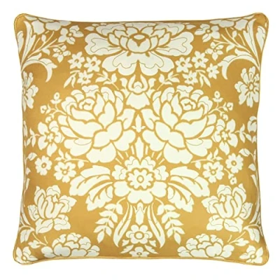 Image of Paoletti Melrose Floral Piped Feather Filled Cushion Honey One Size