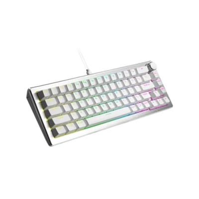 Image of Cooler Master CK720 Hot Swappable 65% Silver/White Mechanical Gaming Keyboard, Kailh Box V2 Linear Red Switches, Customizable RGB, USB C Connectivity, 3 Way Dial, QWERTY (CK 720 SKKR1 US)