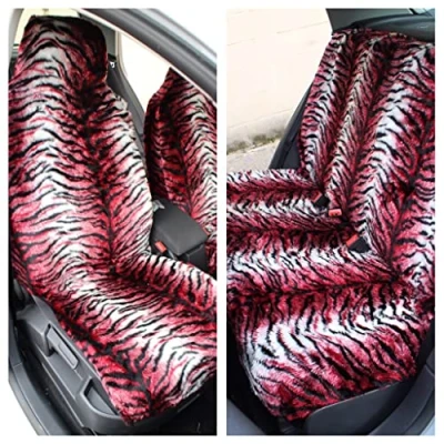 Image of Carseatcover UK RED TIGER Faux Fur Furry Car Seat Covers Front &amp; Rear Full Set Universal Fit [Choice of 9 Fabrics]