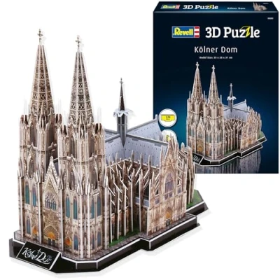 Image of Revell 3D Puzzle 00203 Cologne Cathedral 179 Pieces, Highly Detailed, 35cm in length, Fun &amp; Easy To Build