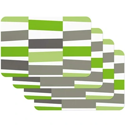 Image of Venilia 59059 Black Jack Green Grey Vintage Stripes Placemat for Dining Room Table Plate Coasters Place Mats Wipe Clean Food Safe 45 x 30 cm Set of 4, 4 STK