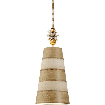 Image of Anemone 1 Light Dome Ceiling Pendant Taupe, Cream, E27