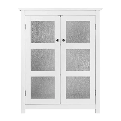 Image of Teamson Home Connor Floor Cabinet with 2 Glass Doors White ELG 580