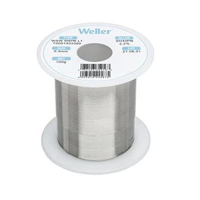 Image of Weller WSW SnPb (T0051403399) Solder Wire, Dia: 0.3 mm / 0.012 in, Wt: 100 g 3.527 oz, Alloy Sn60Pb40, Flux Content 2.2%
