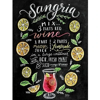 Image of Sangria RETRO METAL TIN WALL PLAQUE SIGN NOVELTY GIFT Home bar shed man cave (150MM X 200MM (6&quot; 8&quot;)