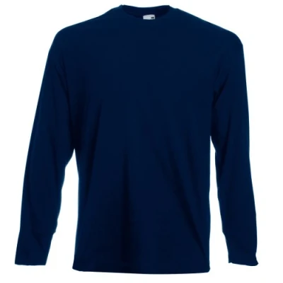 Image of Fruit of the Loom Mens Valueweight Crew Neck Long Sleeve T Shirt (2XL) (Deep Navy)