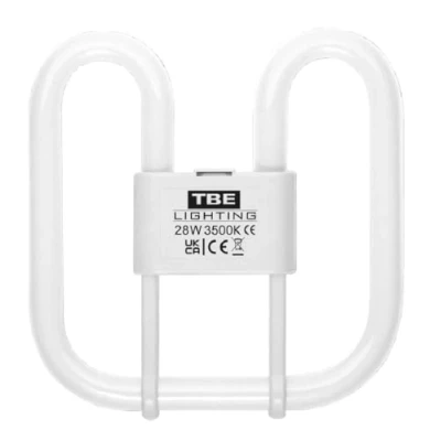 Image of TBE LIGHTING 28w 2D 4 Pin CFL Energy Saving Lamps DD Fluorescent Bulbs GR10q Base Fittings Long Life Lamp, Soft White 3500K (Single Unit)