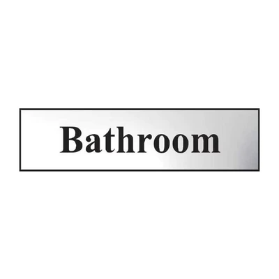 Image of Bathroom Sign Self Adhesive PVC Chrome Effect 200mm x 50mm