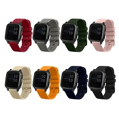 Image of kwmobile Strap Set compatible with Garmin Venu Sq Music/Sq Straps 8x TPU Silicone Replacement Wristband Multicolor