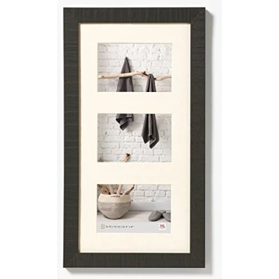 Image of walther Design Picture Frame Black 3x 10x15 cm Gallery with PassepArtout, Home Wooden HO315B