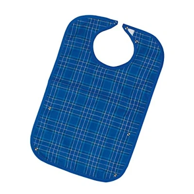 Image of HOMECRAFT Everyday Adult Food Bib, Waterproof and Water resistant Dinning Aid Bib for Elderly Disabled, Blue Colour, Size Medium