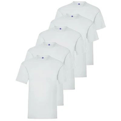 Image of BRAND KRUZE Mens T Shirt Regular Fit Plain Cotton Tee Crew Neck Top Casual Short Sleeve KZTS138 Tshirt White S (5 Pack)