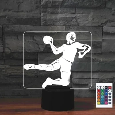 Image of FLRXHK Rugby 3D Illusion Night Light Touch Table Desk Lamp with Remote Control 16 Colors Optical USB LED for Kids Gift Room Decoration