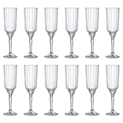 Image of Bormioli Rocco 12x Clear 210ml Florian Champagne Flutes Reusable Prosecco Wine Wedding Party Drinking Glasses Gift Set