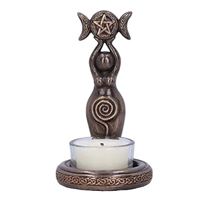 Image of Nemesis Now Triple Goddess Tea Light Holder 12cm, Bronze