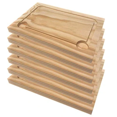 Image of Space Home Chopping and Serving Boards Steak Plates Set of 6 Pine Wooden