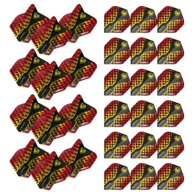 Image of WINMAU Prism Zeta Pattern Design Extra Thick dart flights 10 sets per pack (30 in total) (Black, Yellow &amp; Red)