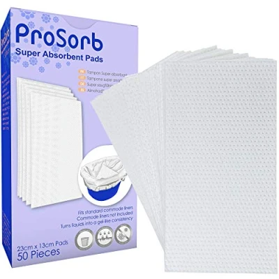 Image of Pack of 50 Prosorb Super Absorbent Pads for Bedside Commode Liners