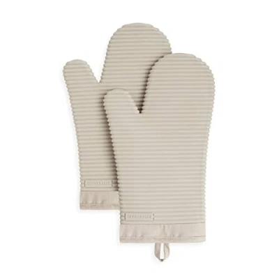 Image of KitchenAid Ribbed Soft Silicone Oven Mitt Set, 7&quot;x13&quot;, Milkshake