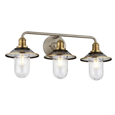 Image of Hinkley Rigby 3 Light Wall Antique Nickel with Heritage Brass IP44