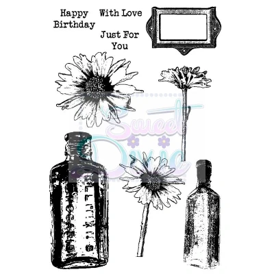 Image of Sweet Dixie &quot;Daisy and Bottles&quot; Clear Stamp