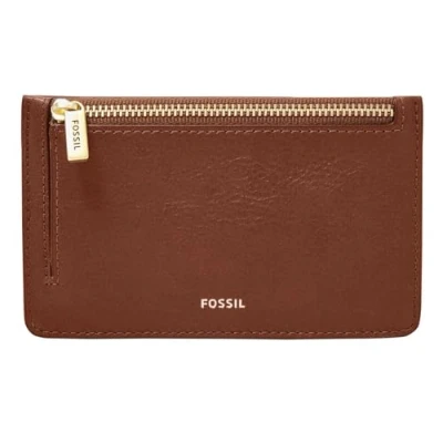 Image of Fossil Wallet for Women Logan, Leather/Polyurethane Trim Card Case brown 13.8 cm L x 0.4 W 8.5 H SL7925200