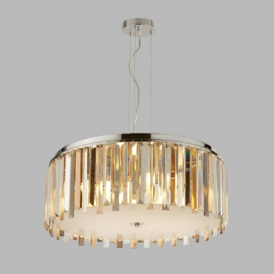 Image of Clarissa 5 Light Ceiling Pendant Chrome, Crystal Prism Drops, E14