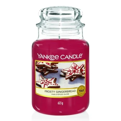 Image of Yankee Candle Scented Frosty Gingerbread Large Jar Long Burning Candles: up to 150 Hours Perfect Christmas Gifts for Women
