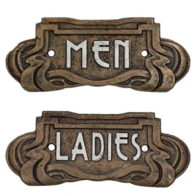 Image of Ladies &amp; Men Art Nouveau Toilet Cast Iron Sign Plaque Door Wall Cafe Shop Pub