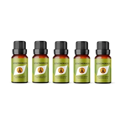 Image of Aroma Energy Lemongrass Essential Oil 50ml (5 x 10ml Bottles) 100% Pure &amp; Natural