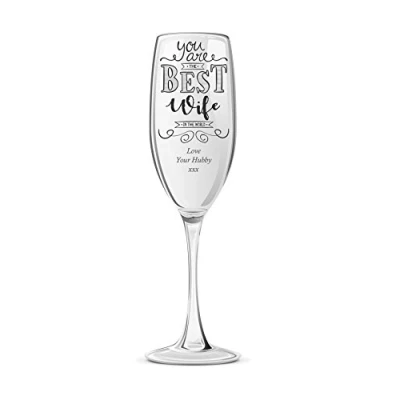 Image of ukgiftstoreonline Gift For Wife Personalised Engraved Champagne Prosecco Glass Flute