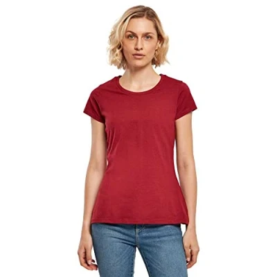 Image of Build Your Brand Women&#039;s Ladies Basic tee T Shirt, Burgundy, XXXXXL